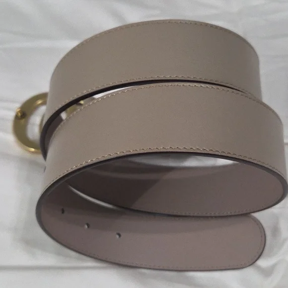 Gucci Taupe Pink Leather Belt with Gold Double G Buckle - Picture 16 of 16
